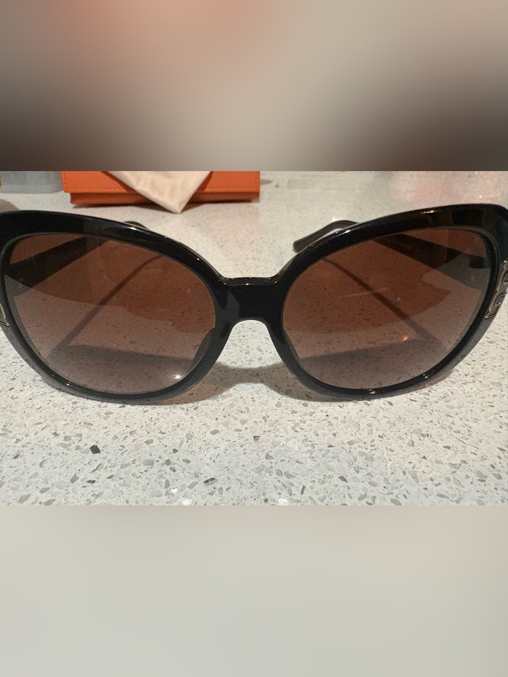 Tory Burch Black Round Women's Sunglasses with Brown Lenses